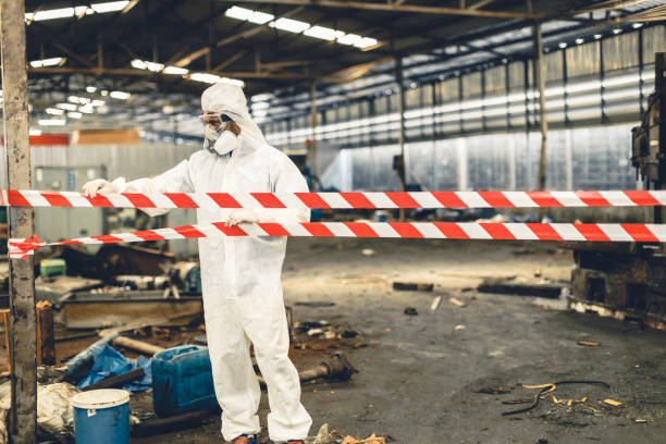 Professional Sewage Cleanup technician working in Marshall, WI